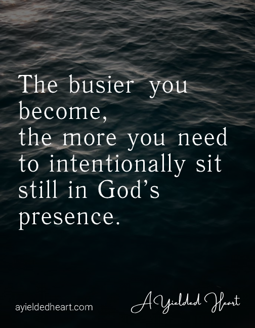 Christian quote by Terri Walker reminding believers to slow down and intentionally spend time in God's presence.